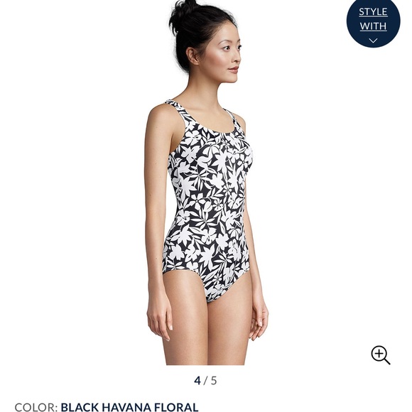 Full coverage one piece swim suit, lands end tugless - Picture 3 of 8